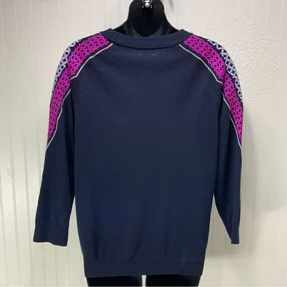 J. CREW 100% merino wool embroidered sweater